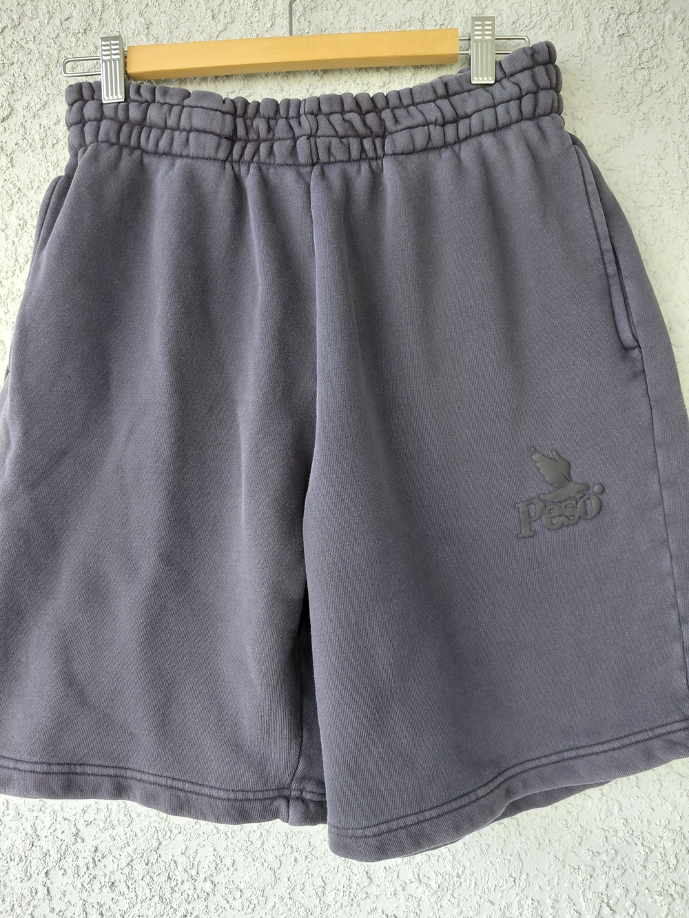 Peso Charcoal Gray Fleece Sweat Shorts Size Small Drawstring Lounge Streetwear - Picture 2 of 9